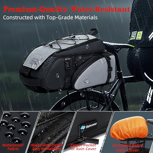 19L Reflective Bike Rack Bag Water Resistant Cycling Pannier