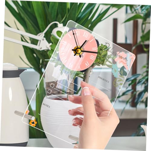 Pizarra white acrílica de notas borrable con reloj PRETYZOOM y tablero decorativo 8