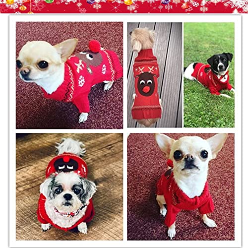 ABRRLO Hunde Kostüme Hundebekleidung Baumwolle Pullover feiern Weihnachten-Tag Winter Mantel Strickpullover Haustier Hund Pullover Haustier Kostüm Fashion Urlaub Party Geschenk (L, KitzD)