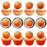 Ephlyn 10個パック 3D バスケットボール カップケーキトッパー バスケットボール ケーキトッパー デコレーション スポーツテーマ ベビーシャワー 誕生日パーティー ケーキデコレーション用品