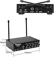 Vista 3 de FIFINE Micrófono de mano inalámbrico UHF de doble canal, fácil de usar, sistema inalámbrico para karaoke K036
