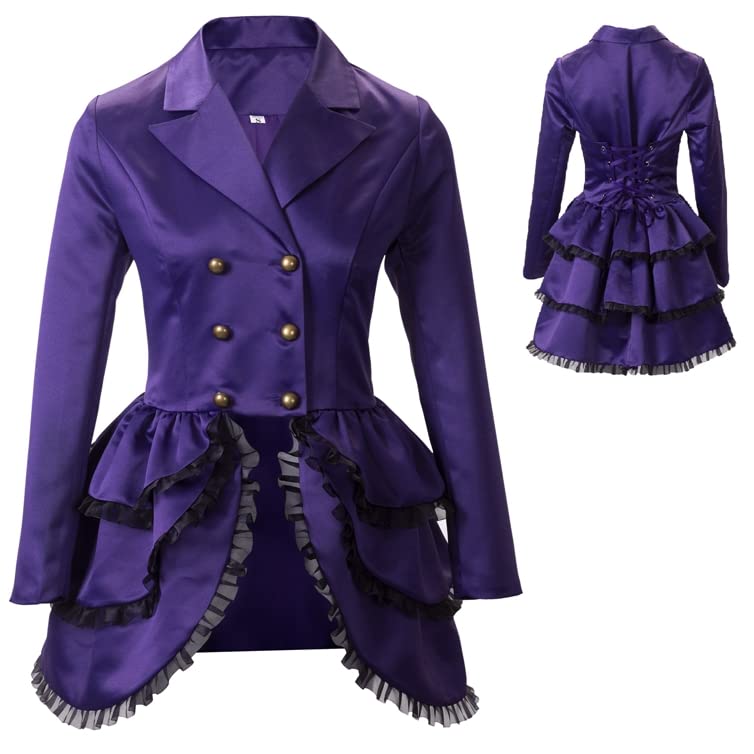 mambabacosp Vintage Gothic Victorian Women's Tuxedo Jacket Steampunk Costume Layered Dress Coat-picture-46