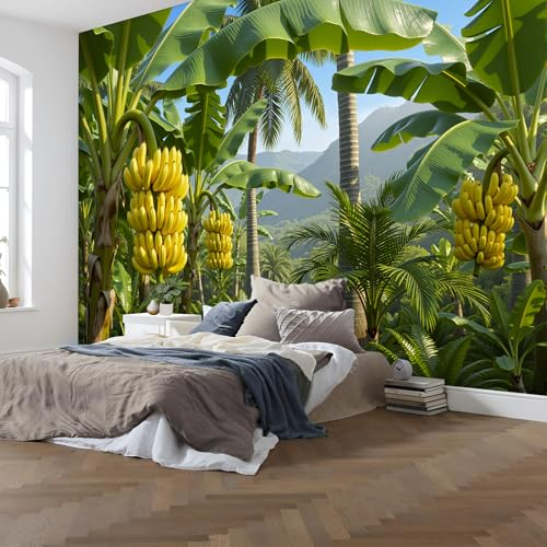 Papier peint feuilles de palmier bananier et tapisserie photo paysage tropical 200X140 - 5