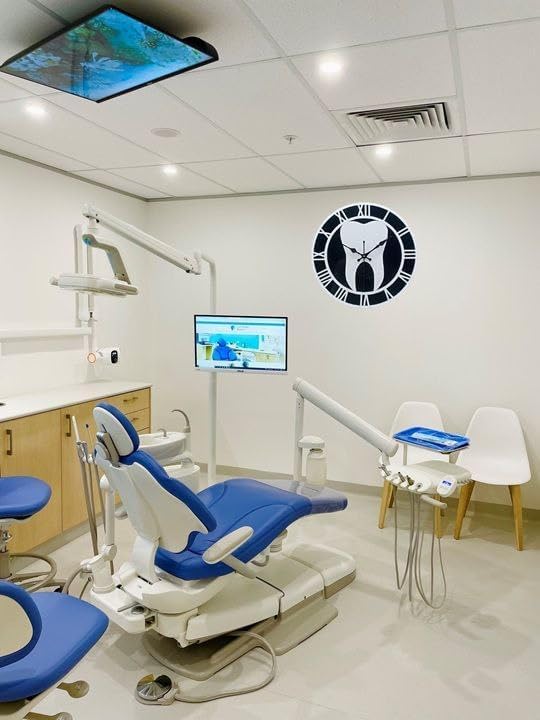 MASTANO Dentist Wall Clock Tooth Themed with Roman Number Wall Clock | Great Decoration for Dental Clinic, Hospital | Frameless Watch | Black & White | CL-31 2