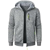 Generico Giubbotto Uomo Cerniera Manica Lunga - Abbigliamento da Lavoro Uomo con Tasche con Cappuccio Giacche Trekking Sportiva Leggera Vestiti Running Casual Grigio Chiaro L