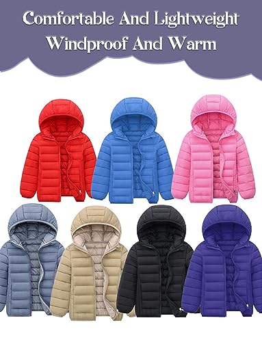 Image of Happy Cherry Kids Lightweight Puffer Jacket Packable Bubble Coat Down Cotton Coats Zip Up Hooded Outwear