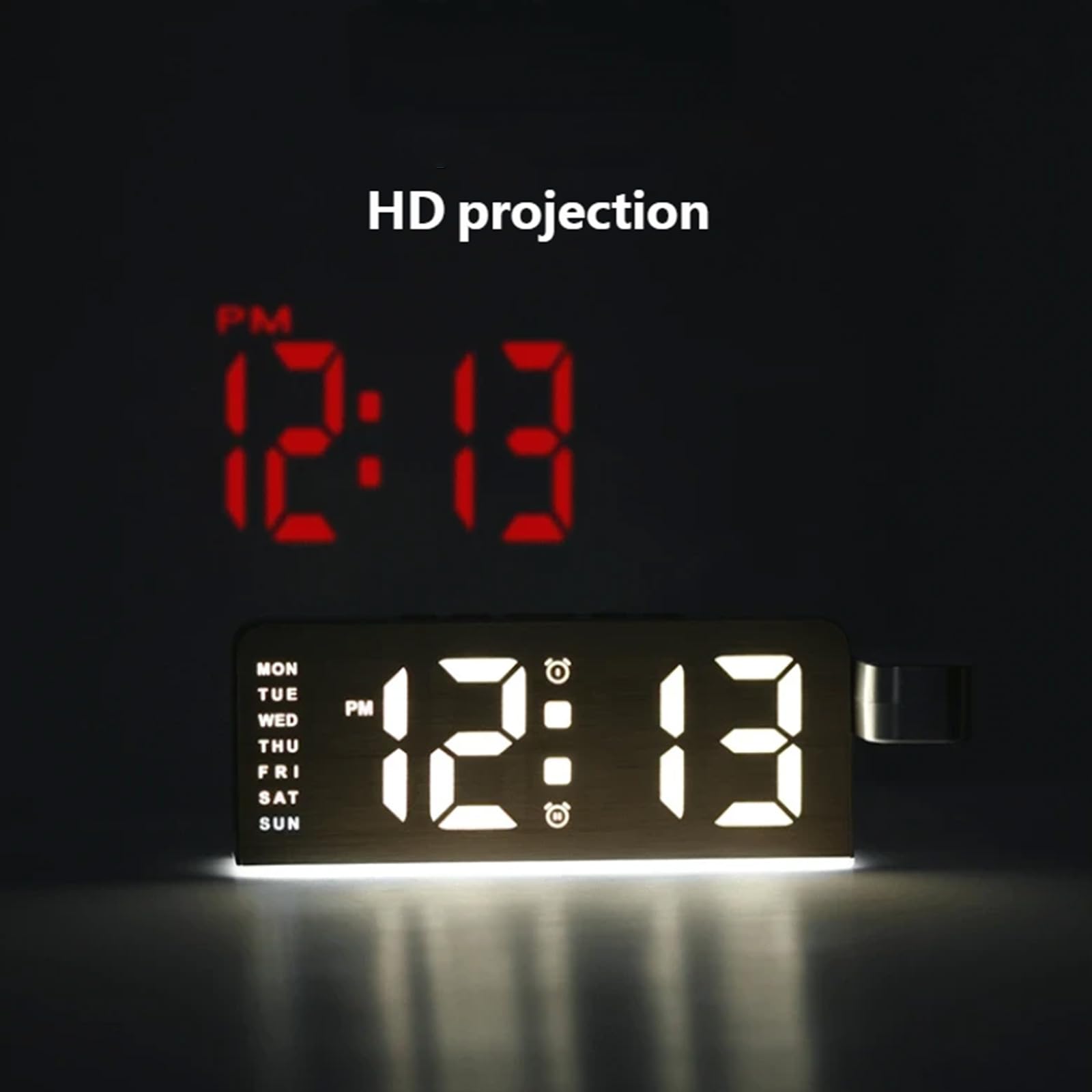Generisch Digitaler Projektionswecker mit um 180° drehbarem Deckenprojektor, Lauten Alarmen, Temperaturdatum für Schlafzimmer, Temperaturdatum für Schlafzimmer
