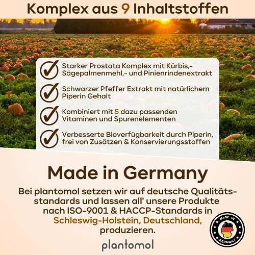 plantomol® 120 Prosta Fortuna Kapseln mit 700mg Kürbiskern-Extrakt 600mg Sägepalmen-Extrakt und Beta Sitosterol - 9 abgestimmte Inhaltsstoffe - natürliche Prosta Kapseln hochdosiert - vegan – Bild 7