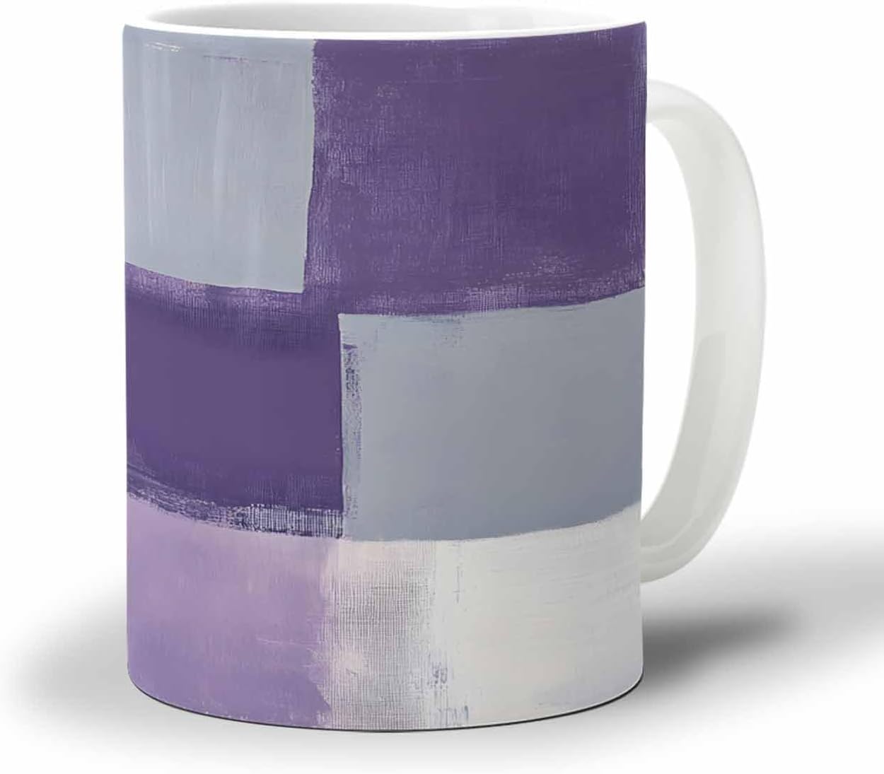 BEMIGO Ceramic Coffee Mug Purple Gray Ceramic Mug White Cup, Modern Gradient Art Insulated Coffee Cup with Handle with Pattern Perfect for Tea and Hot Beverages, 12oz