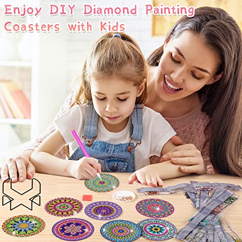 Billbotk Diamond Painting Coasters Kit, 8 Pieces Mandala With Holder, Diy Art For Beginners, Kids #TOP5