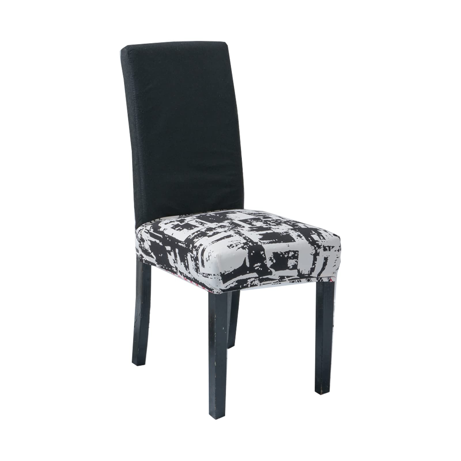 ApuaVireo&Co Coprisedia elasticizzata stampata, coprisedia per sala da pranzo Coprisedia rimovibile per sala da pranzo cucina ricevimento di nozze (nero e bianco B, 4 pieces)