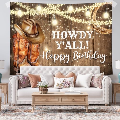Fondo Fotográfico Western Birthday 7x5ft Color Marrón miniatura 4