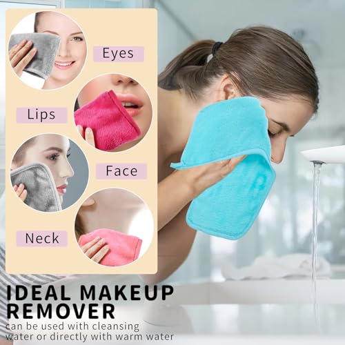 5 Stück Abschminktuch aus Mikrofaser, 40 x 20cm Waschbar Abschminktücher Abschminkpads Waschbar, Wiederverwendbar Waschlappen zum Gesichtswaschen