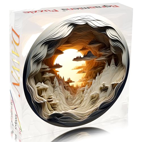 Bgraamiens BG24011 Puzzle-Dawn- 3D Visual Dawn Inside A Cave 1000 Pieces Round Puzzle For Adult,Unique Puzzle Autostereoscopy Puzzle Hard Challenge Puzzle thumb #2