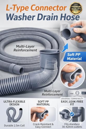 Image of Sanavya LG Fully-Automatic Washing Machine Drain Pipe 3 METERS, Washing Machine Pipe Outlet,No Leak, Universal Compatible Drain Pipe, Grey (Pack of 1)