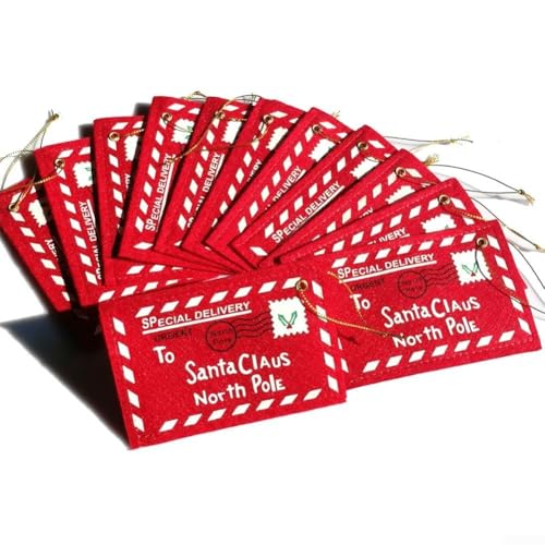 10 Filz Brief-Umschläge an den Weihnachtsmann mit Seil zum Aufhängen...