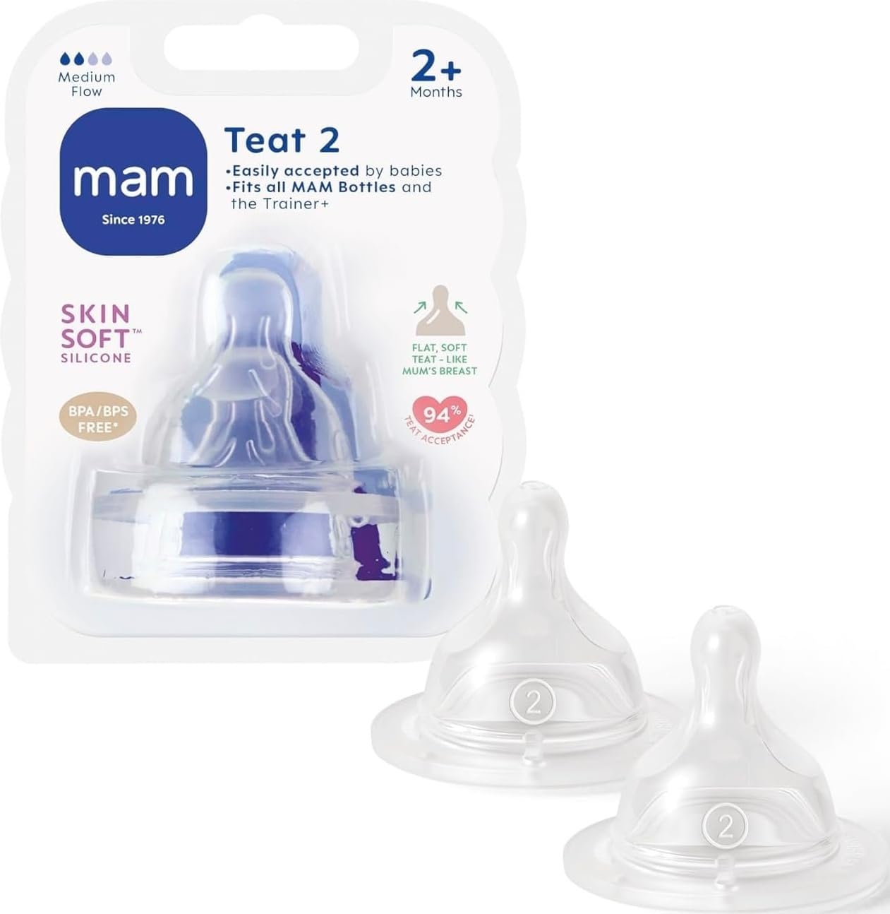 Mam Medium Flow Teat 2+ Months 2 Pack