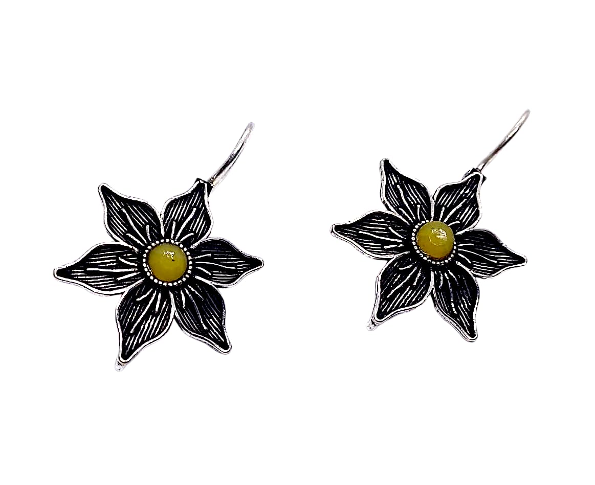 Jeweltos® Silver Floral Hoop Earrings For Women & Girls | 3 Color Variation (Yellow) (B0D2W9L5LQ) Amazon Price History, Amazon Price Tracker