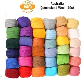 Jeteven 36 Colors Fibre Wool Yarn Roving Spinning Sewing Trimming Merino Fibre Needle