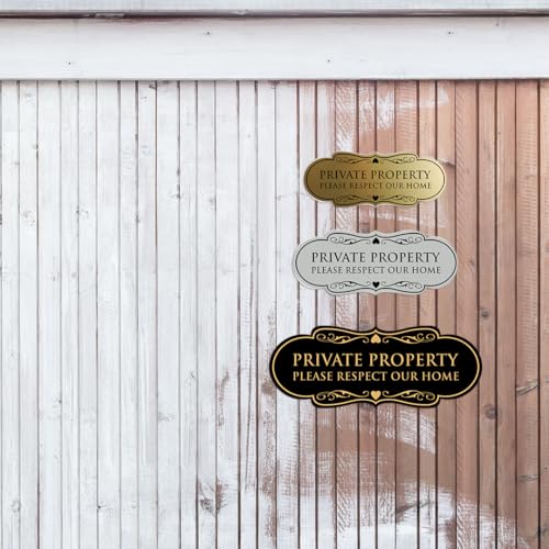 Pancarte Private Property signalisation extérieure grand format noir - 4