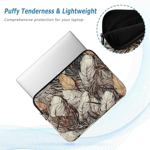 Funda para portátil 13-14 pulg impermeable plumas blanco marrón miniatura 5
