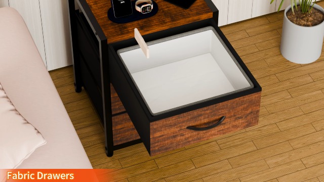 SZLHANJZ LED Nightstand Set of 2, Night Stand with 3 Drawers and