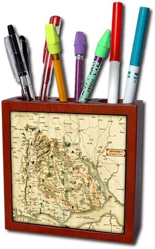 3dRose ph_52328_1 Ancient Fantasy Map Tile Pen Holder, 5-Inch