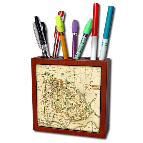3dRose ph_52328_1 Ancient Fantasy Map Tile Pen Holder, 5-Inch