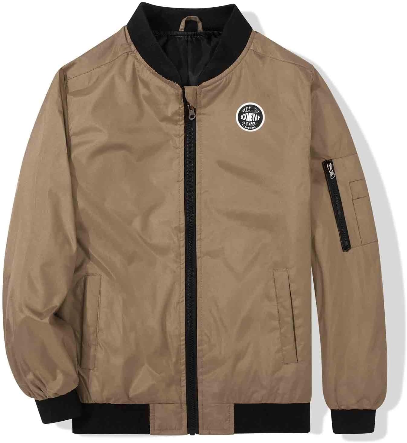 SUNDAY ROSE Boys Bomber Jacket Lightweight Varsity Jacket Coat Zip Up Casual Flight Windbreaker - Image 2