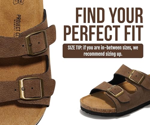 Image of Project Cloud Kids Sandals, 100% Genuine Leather Slides for Boys & Girls | Natural Cork Footbed Non Slip Lightweight Water Resistant Sandals - Beach Footwear Sandals for Kids - Comfortable Kids Slides