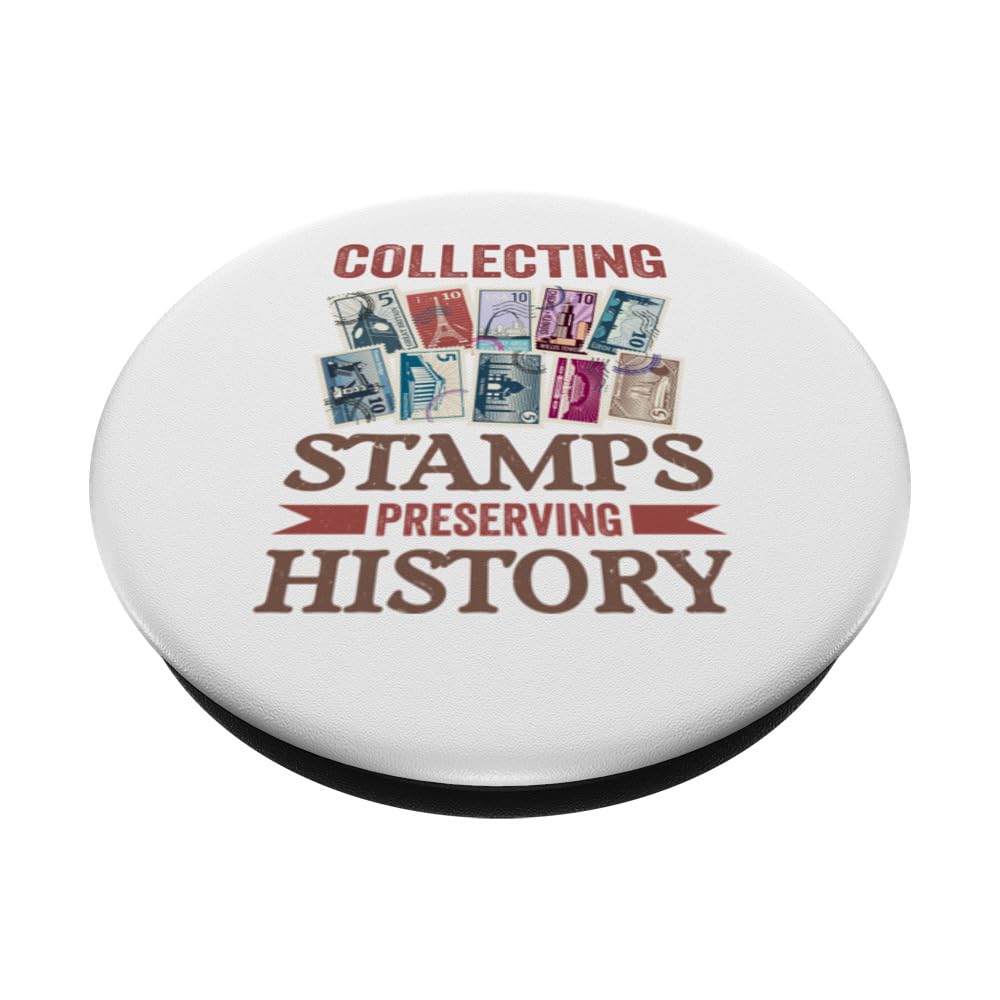 Stamp Collecting Passion Postage Stamp Collection Philately PopSockets Swappable PopGrip, Black - Image 2