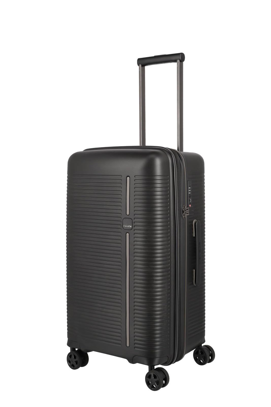 Travelite 4-Rad Hartschalenkoffer mittelgroß 74 Liter, Trunk Koffer, Gepäck Serie Roomer: Hartschalen Trolley mit Dehnfalte + TSA Kombinationsschloss, 66 cm (kein Sperrgepäck)