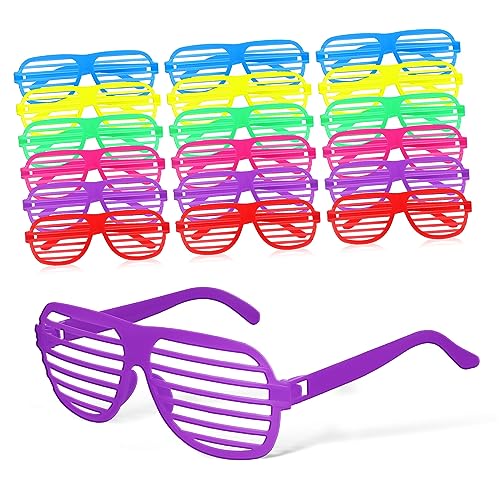 BESPORTBLE 18 Pcs Neon Shutter Glasses Bulk Party Pack Plastic Party Sun Glasses Festival Favors for Women