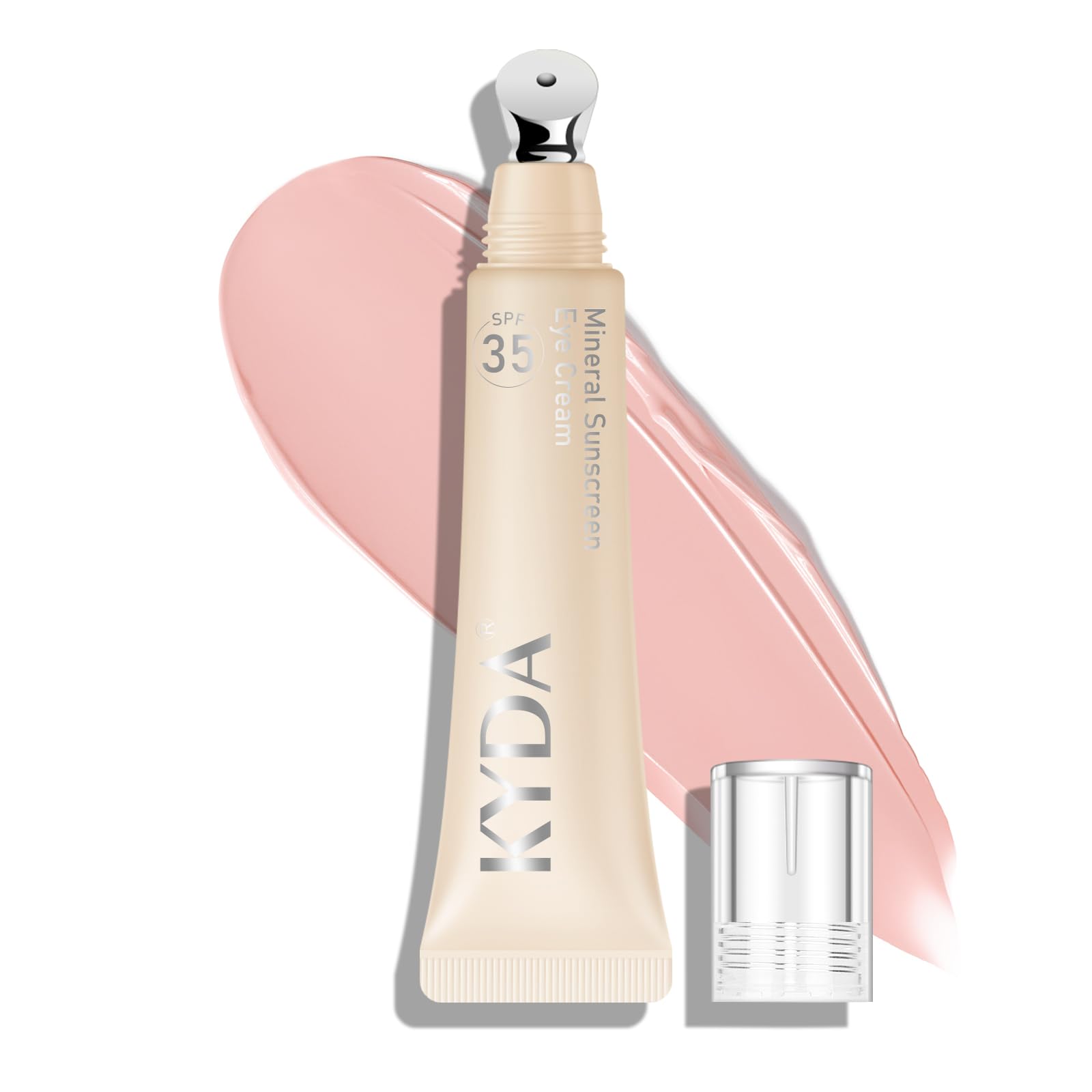 KYDA Mineral Sunscreen Eye Cream, Under Eye Brightener, 3-in-1 Anti-Aging Under Eye Cream for Dark Circle and Fine Lines, SPF 35, Light (#04 Pink)