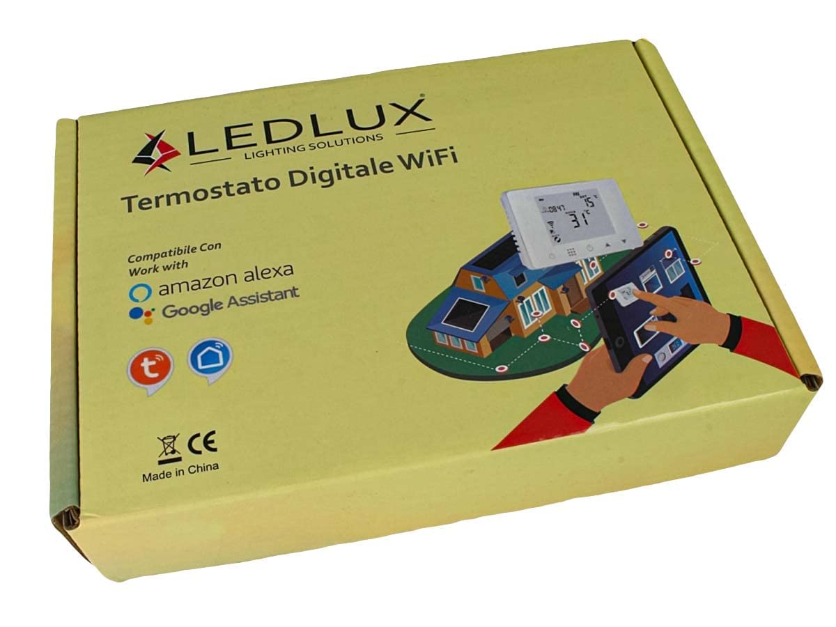 LEDLUX LL0253, Cronotermostato Intelligente Digitale Programmabile Wi-Fi Per Caldaia a Gas/Acqua, Funziona Con Alexa e Google
