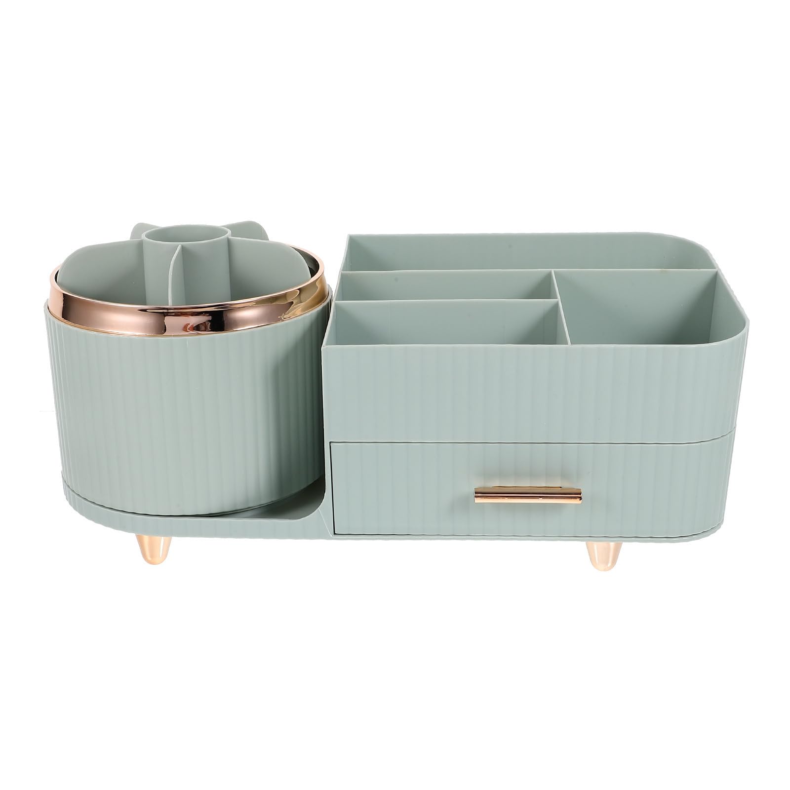 SHINEOFI Großer Make Up Pinsel Behälter aus Kunststoff mit Drehbarem Design und Praktischem Fach für Make Up Organizer und Kosmetikaufbewahrung Am Schminktisch