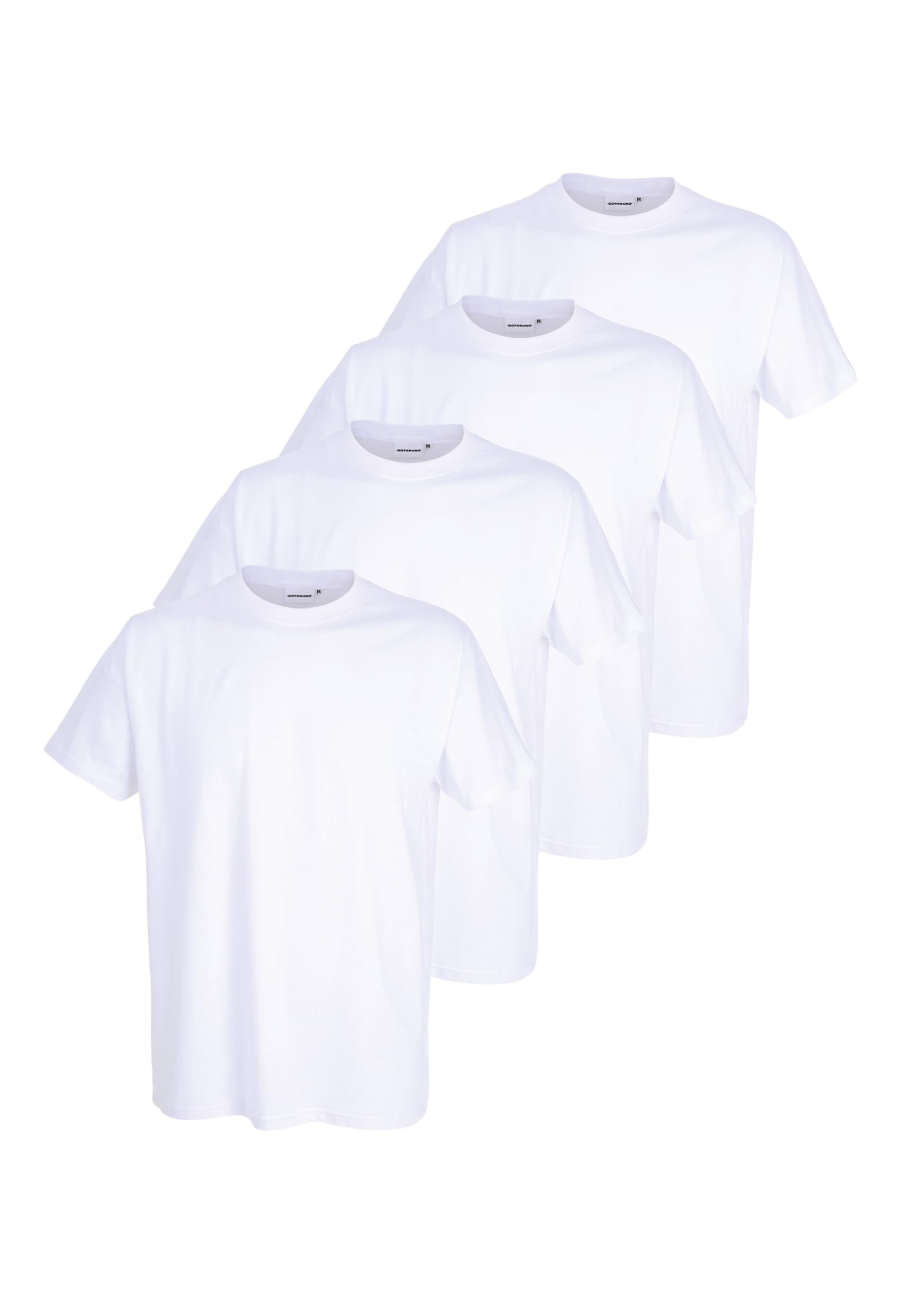 Götzburg Herren 4er Pack Basic T-Shirt mit Rundhalsausschnitt (Weiss) 54
