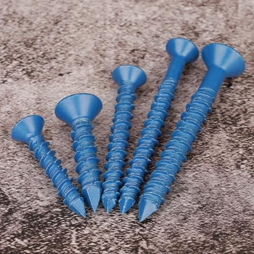 Aovchei C-SCREW-04 80 Packs, Concrete Screw Anchor, 3/16 Inch X 1-1/4", Blue Flat Head Screws For Anchoring To Masonry, Brick, Block, Cement Or Stucco thumb #5