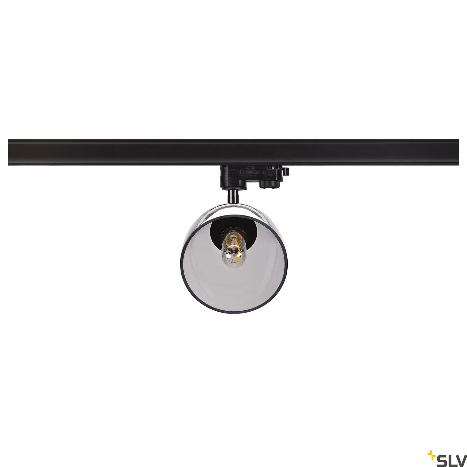SLV PARA CONE | Lampe système à 3 phases, spot sur rail, spot LED, spot de plafond, plafonnier, système de rail, éclairage intérieur | GU10, max. 25 W noir/verre