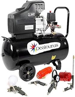 Dealourus Portable 50L Litre Air Compressor Mobile 9.6CFM 2.5HP & 5 Piece Tool Kit