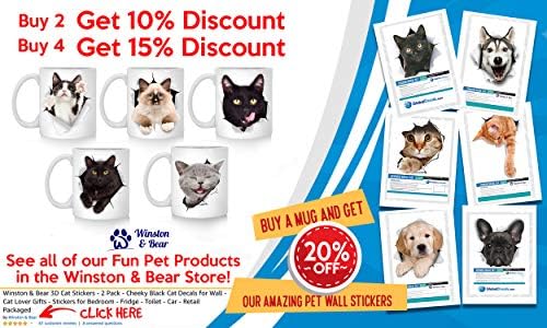 Cute Reaching Tabby Cat Coffee Mug - Ceramic Funny Coffee Mug - Perfect Cat Lover Gift - Novelty Coffee Mug Present - Great Birthday or Christmas Surprise for Friend or Coworker, Men and Women (11oz)