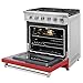 KOSTCH 30 inch Professional Freestanding Pro-Style Propane Gas Range with 5 Burners, 4.55 cu.ft. Oven Capacity, in Stainless Steel - KOS-30RG03MLP (Red)