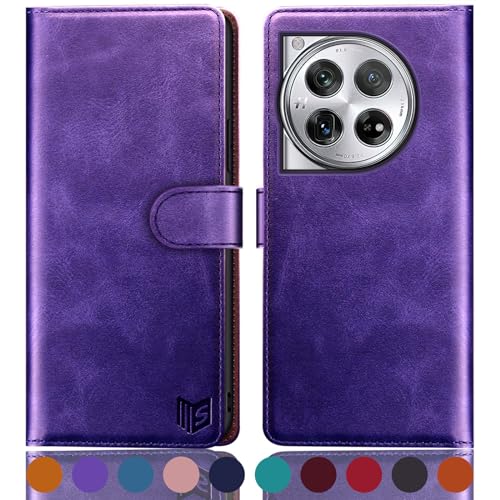 Housse en cuir synthétique OnePlus 12 SUANPOT violet aux finitions haut de gamme