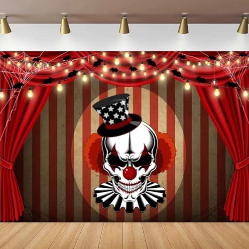 Fondo de fotografía de Circo de Terror para Fiesta de Payaso Malvado Aterrador, embrujado, para bebés y niños, decoración de Mesa de Pastel de cumpleaños, póster de Fondo 350x240CM