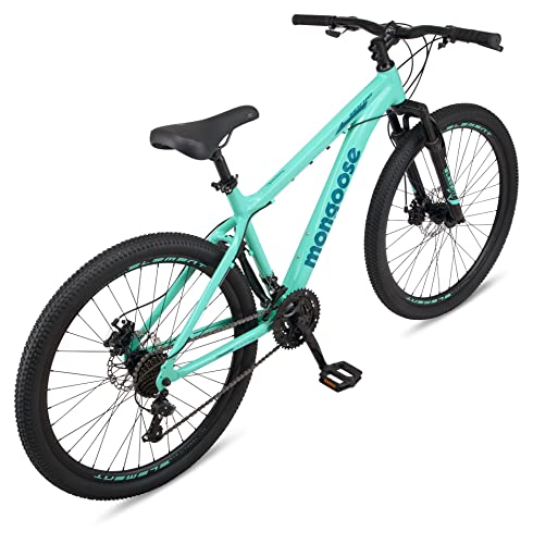 Image of Mongoose Grafton Mountain Bike, 21 Speed, Aluminum Frame, Knobby Mountain Tires, Suspension Fork, Trigger Shifters, Mechanical Disc Brakes