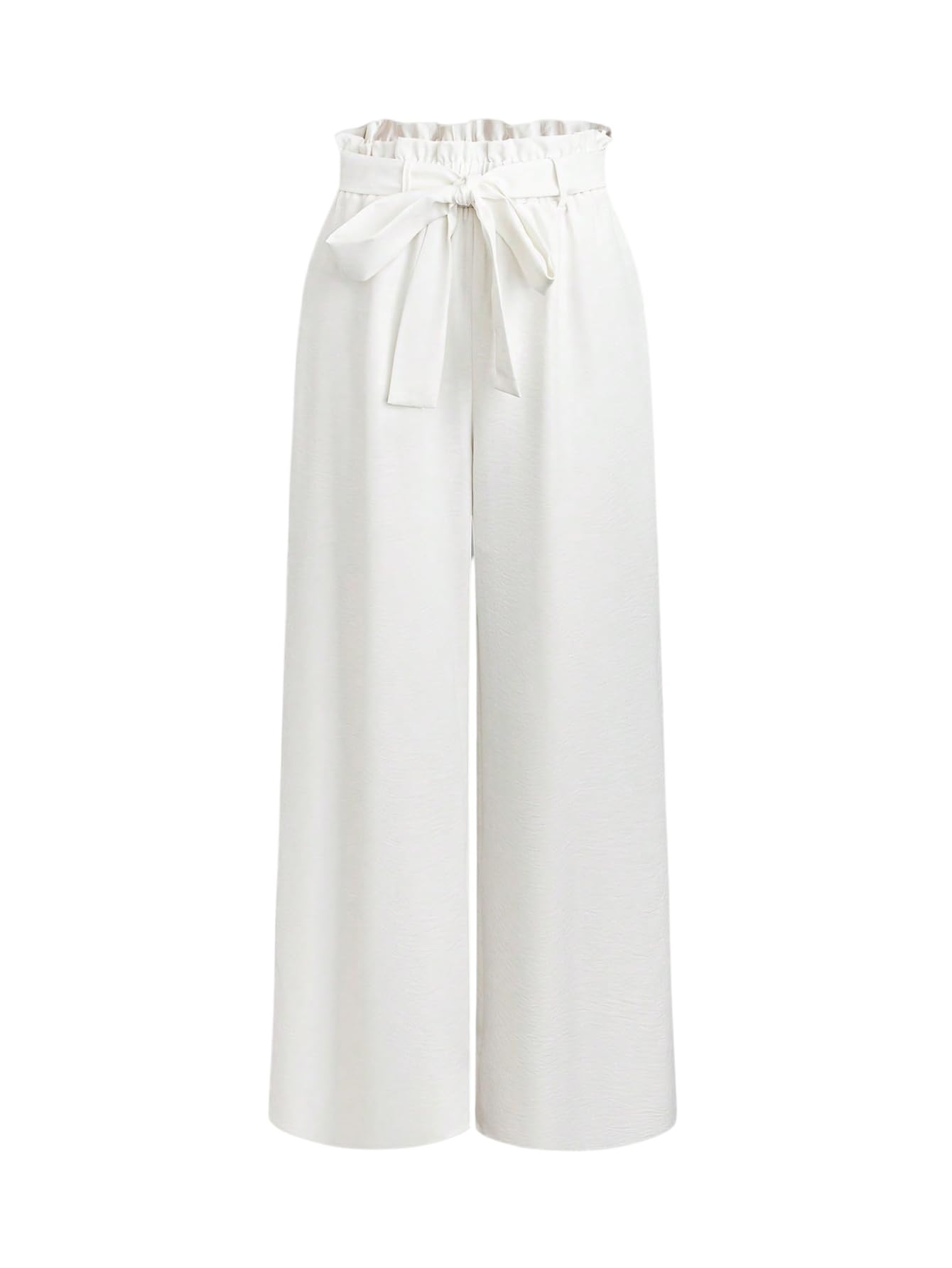 Floerns Womens Paperbag Waist Straight Leg Pants Business Work Casual Trousers