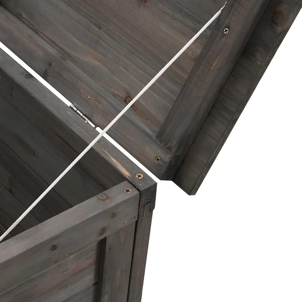 vidaXL Arcón de Jardín, Caja de Almacenaje con Tapa, Baúl para Cojines Alfombras Juguetes, Mueble para Patio, Madera Maciza de Abeto Gris Antracita