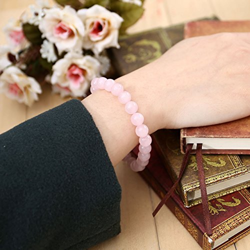 Top Plaza Healing Crystals Natural Stone Beads Bracelet Rose Quartz Necklace Jewelry Set Tree Of Life Necklaces Crescent Moon Reiki Gemstone Quartz Jewelry For Ladies Women Mother’s Day Gifts #TOP2