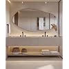 Wall Mirror Asymmetrical Mirror Irregular Wall Mirror with Wooden Frame Modern Dressing Mirror for Bedroom Bathroom Living Room Hallway Gold 75 x 37.5 cm