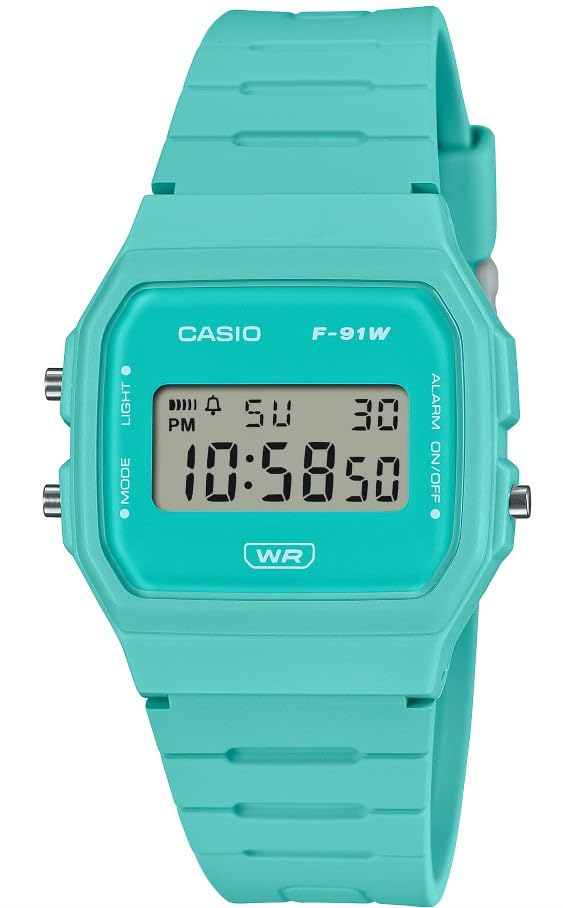 Image of Casio F-91WB Series | Men's Digital Watch | Bio-Based Resin Band | LED Backlight | Stopwatch | Daily Alarm | Auto Calendar | 12 /24 Hour Format | Water Resistant